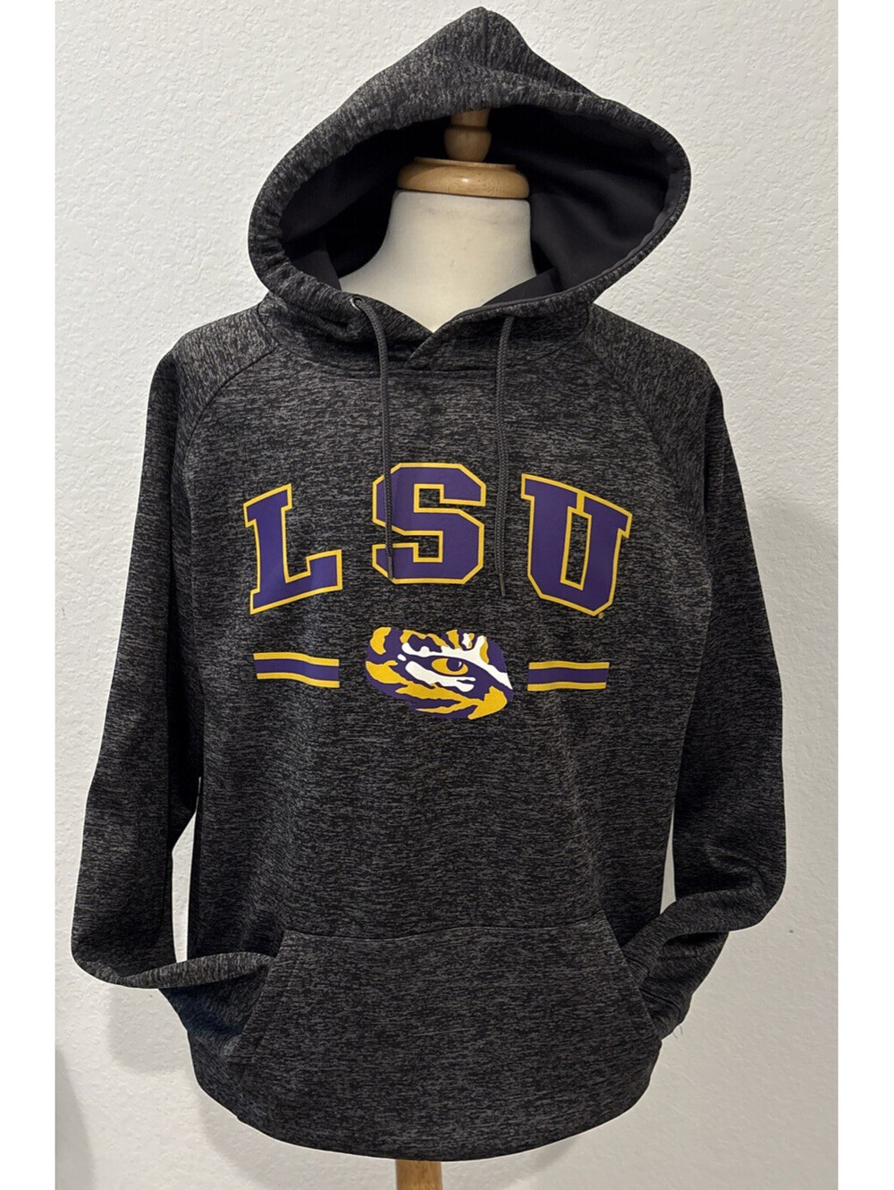 Colosseum LSU Tigers Charcoal Gray Logo Hoodie Men's XL